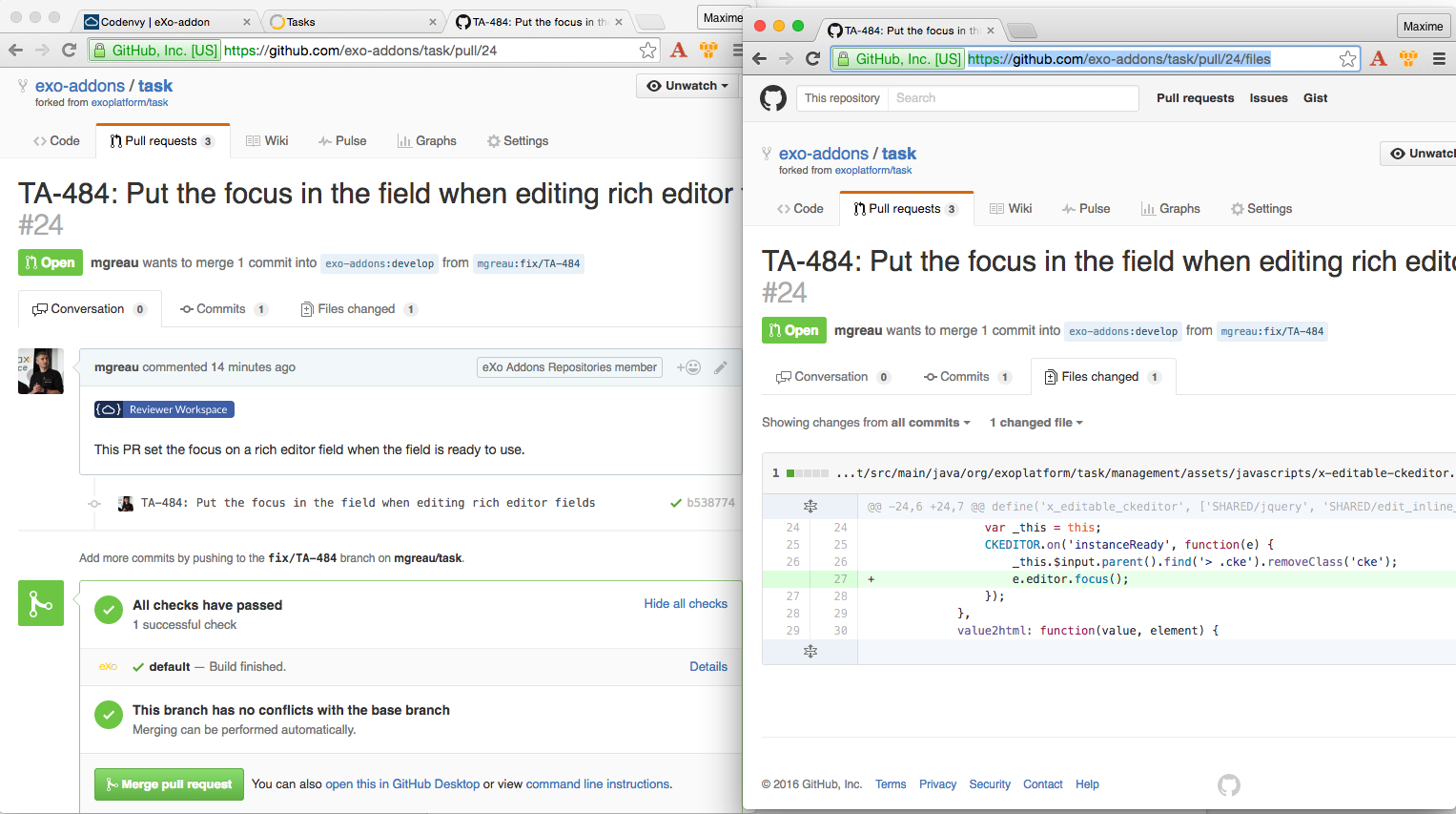 Another Factory automatically created by Codenvy with the PR