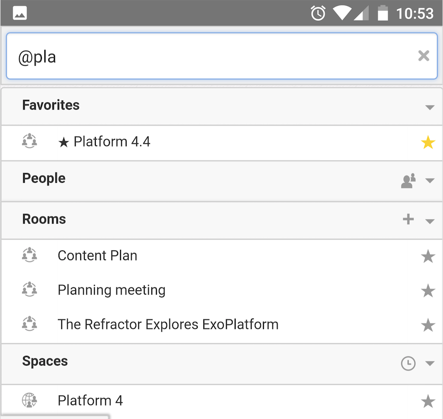 Mobile chat rooms list